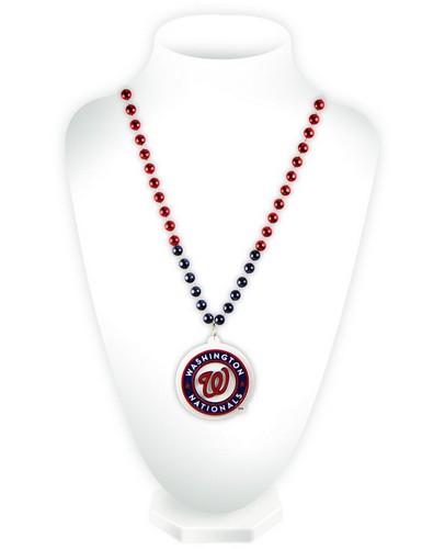 Rico Industries Washington Nationals Mardi Gras Beads with Medallion -