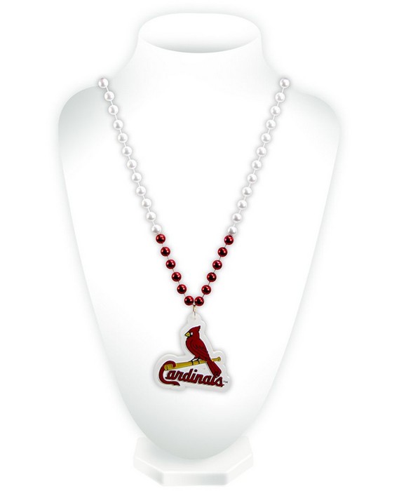 St. Louis Cardinals Beads with Medallion Mardi Gras Style