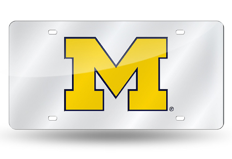 Michigan Wolverines License Plate Laser Cut Silver