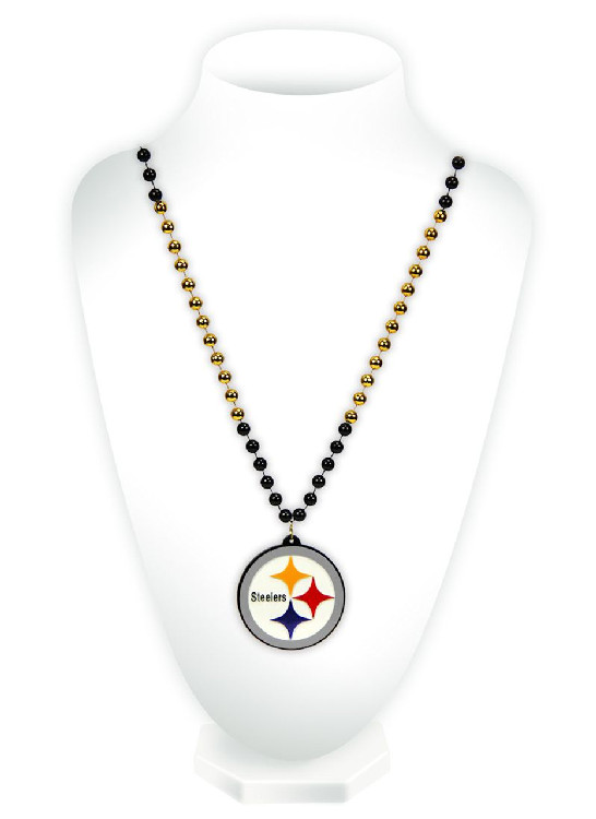 Pittsburgh Steelers Beads with Medallion Mardi Gras Style