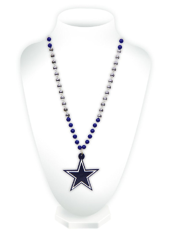 Dallas Cowboys Beads with Medallion Mardi Gras Style