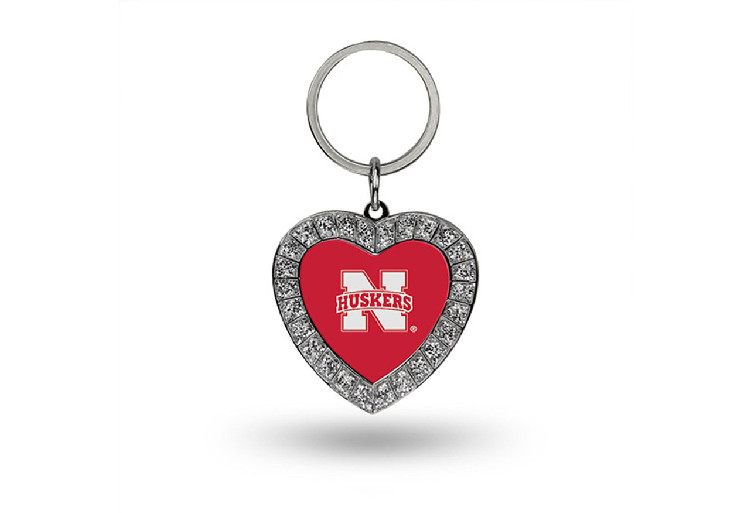 Nebraska Cornhuskers Keychain Rhinestone Heart CO