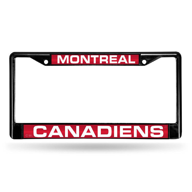 Montreal Canadiens License Plate Frame Laser Cut Chrome Black