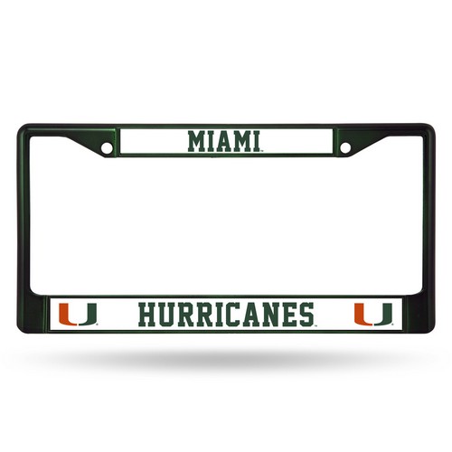 Rico Industries Miami Hurricanes License Plate Frame Metal Dark Green