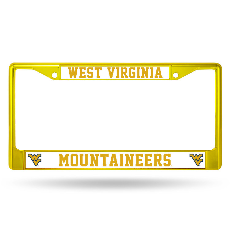 West Virginia Mountaineers License Plate Frame Metal Yellow