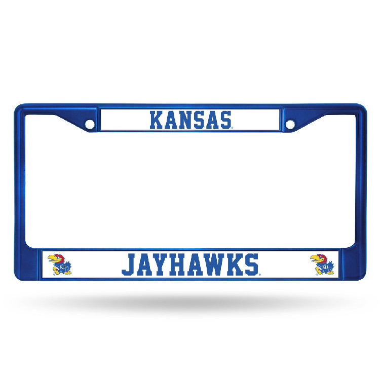 Kansas Jayhawks License Plate Frame Metal Blue