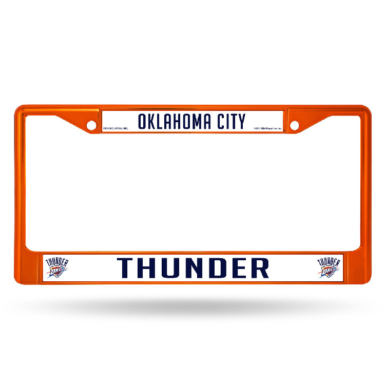 Oklahoma City Thunder License Plate Frame Metal Orange