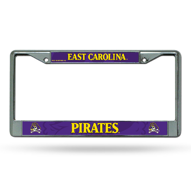 East Carolina Pirates License Plate Frame Chrome Printed Insert