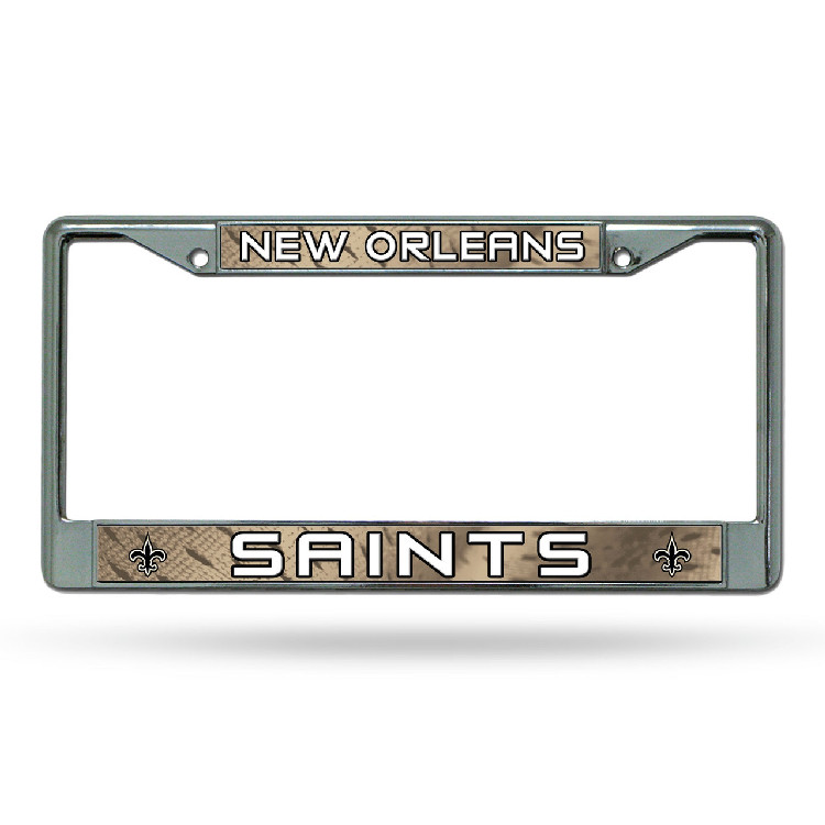 New Orleans Saints License Plate Frame Chrome Printed Insert