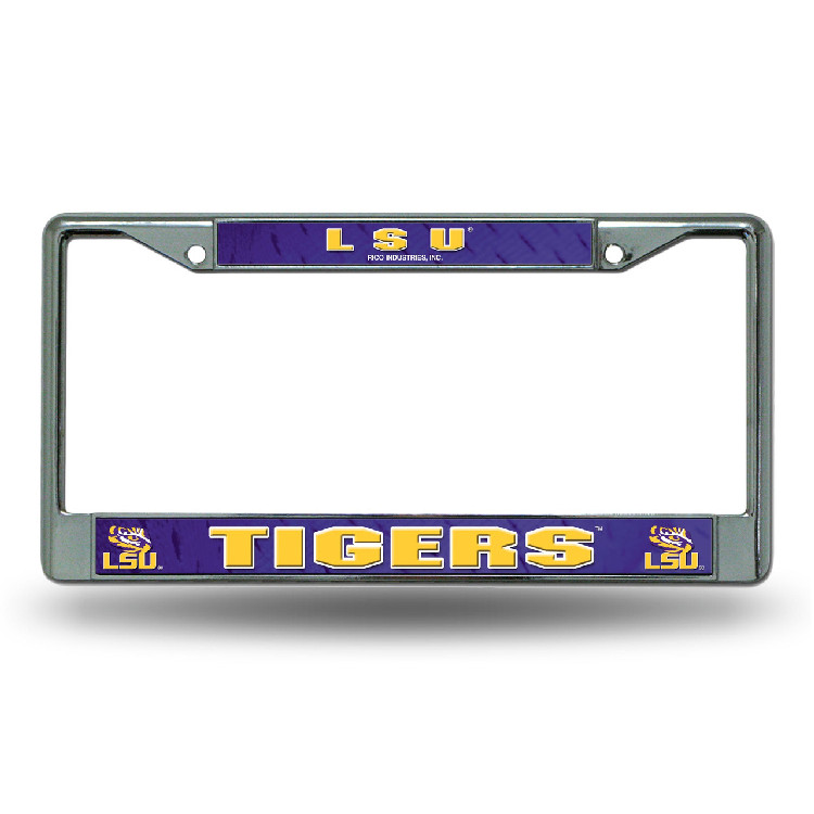 LSU Tigers License Plate Frame Chrome Printed Insert