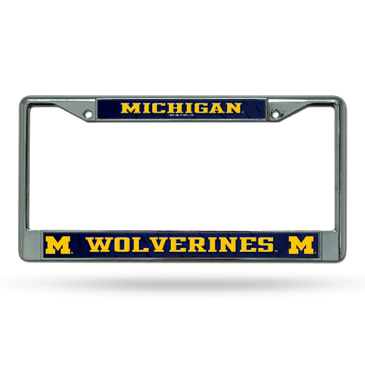 Michigan Wolverines License Plate Frame Chrome Printed Insert