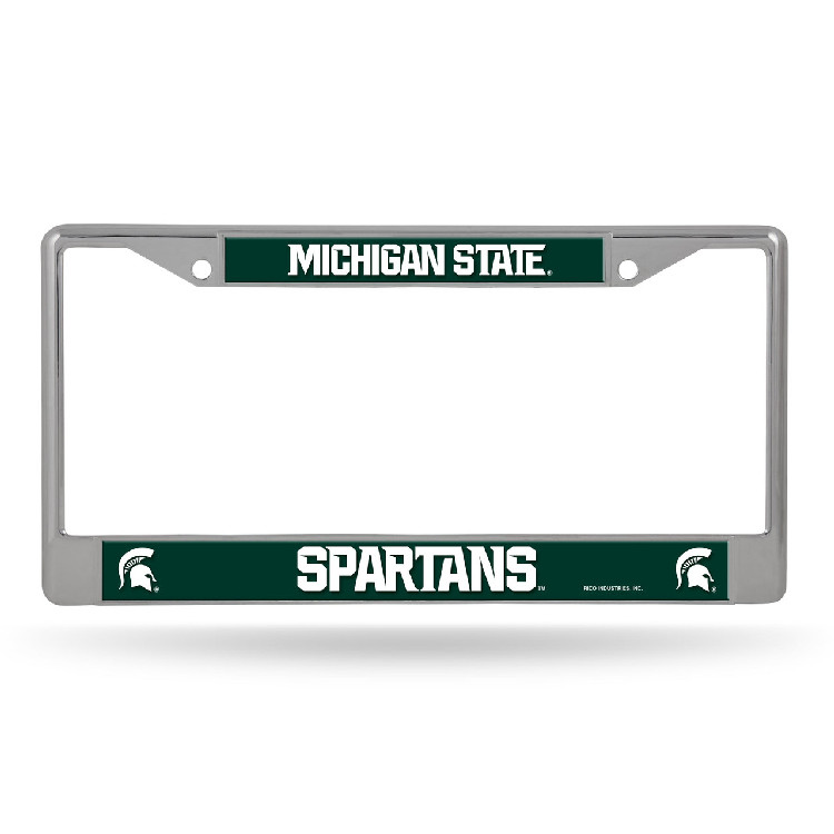 Michigan State Spartans License Plate Frame Chrome Printed Insert