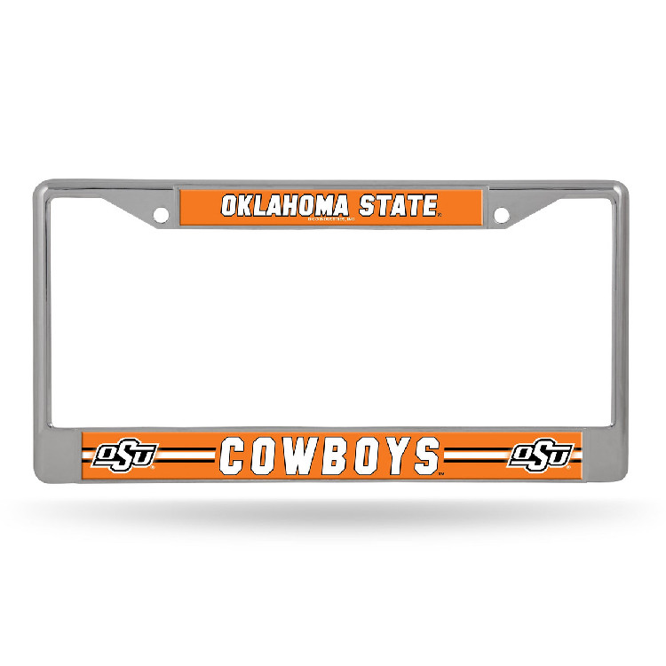 Oklahoma State Cowboys License Plate Frame Chrome Printed Insert