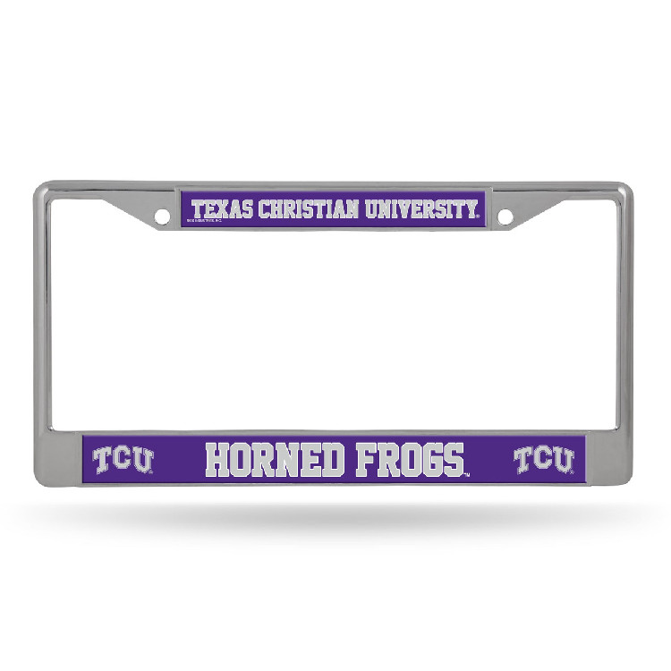 TCU Horned Frogs License Plate Frame Chrome Printed Insert