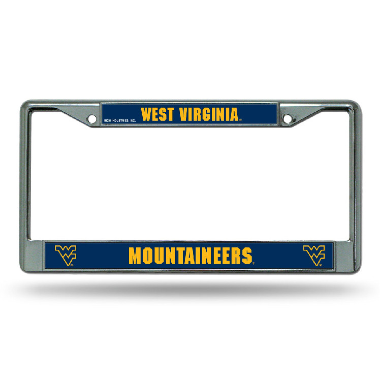 West Virginia Mountaineers License Plate Frame Chrome Printed Insert