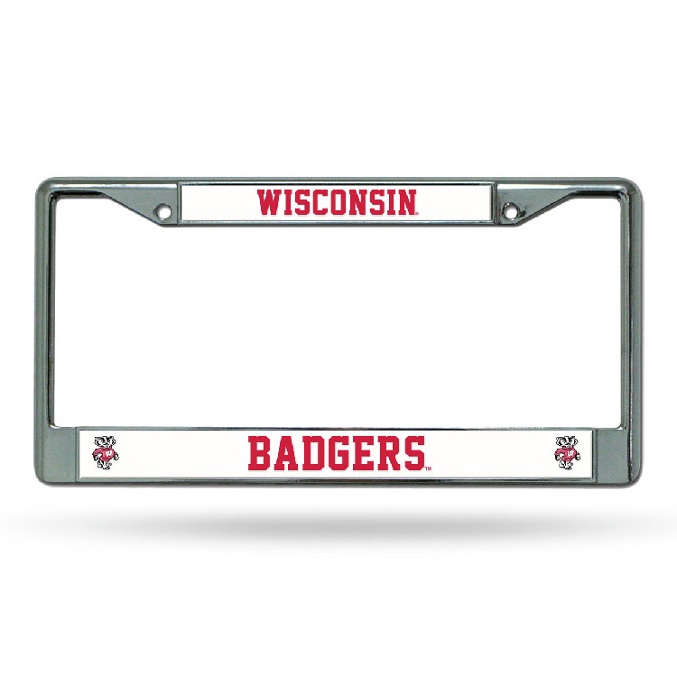 Wisconsin Badgers License Plate Frame Chrome