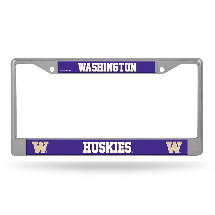 Washington Huskies License Plate Frame Chrome Printed Insert