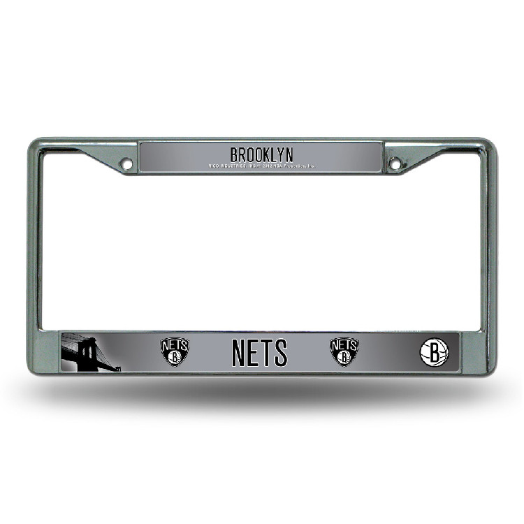 Brooklyn Nets License Plate Frame Chrome Printed Insert