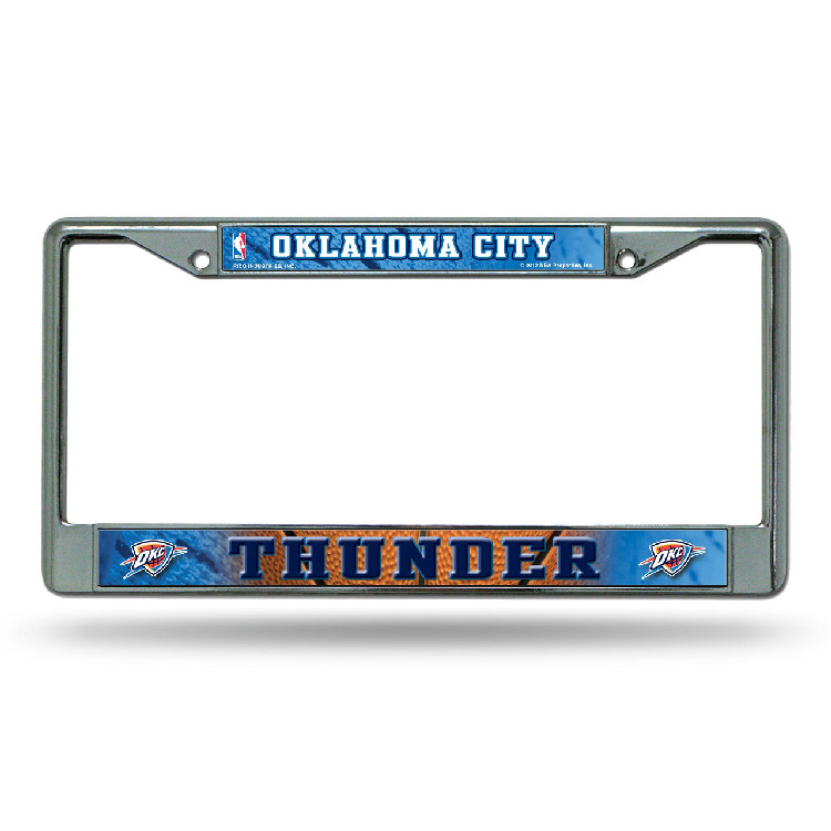 Oklahoma City Thunder License Plate Frame Chrome Printed Insert