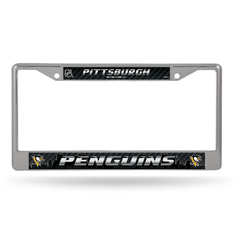 Pittsburgh Penguins License Plate Frame Chrome Printed Insert