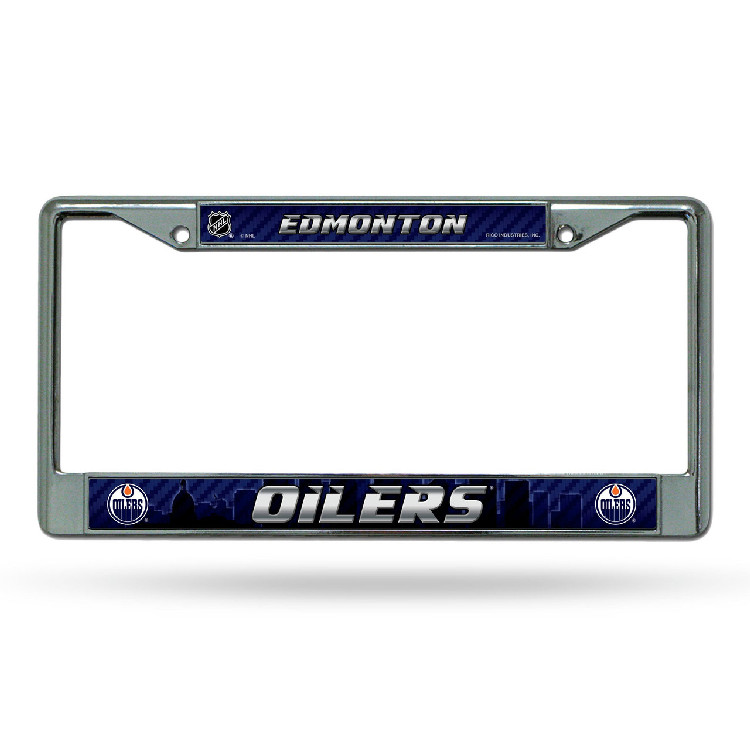 Edmonton Oilers License Plate Frame Chrome Printed Insert