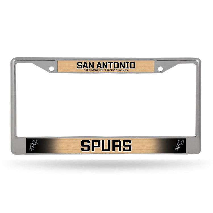 San Antonio Spurs License Plate Frame Chrome Printed Insert