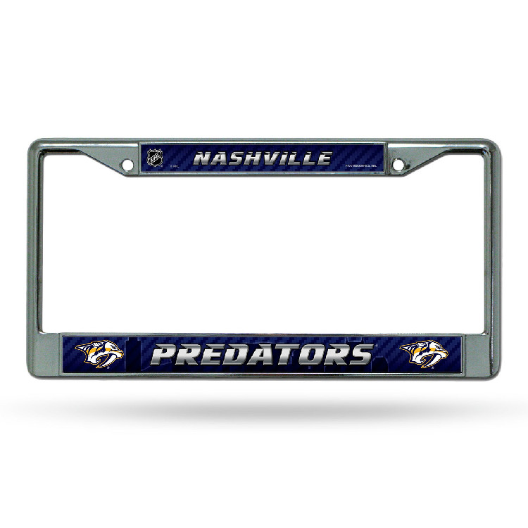 Nashville Predators License Plate Frame Chrome Printed Insert