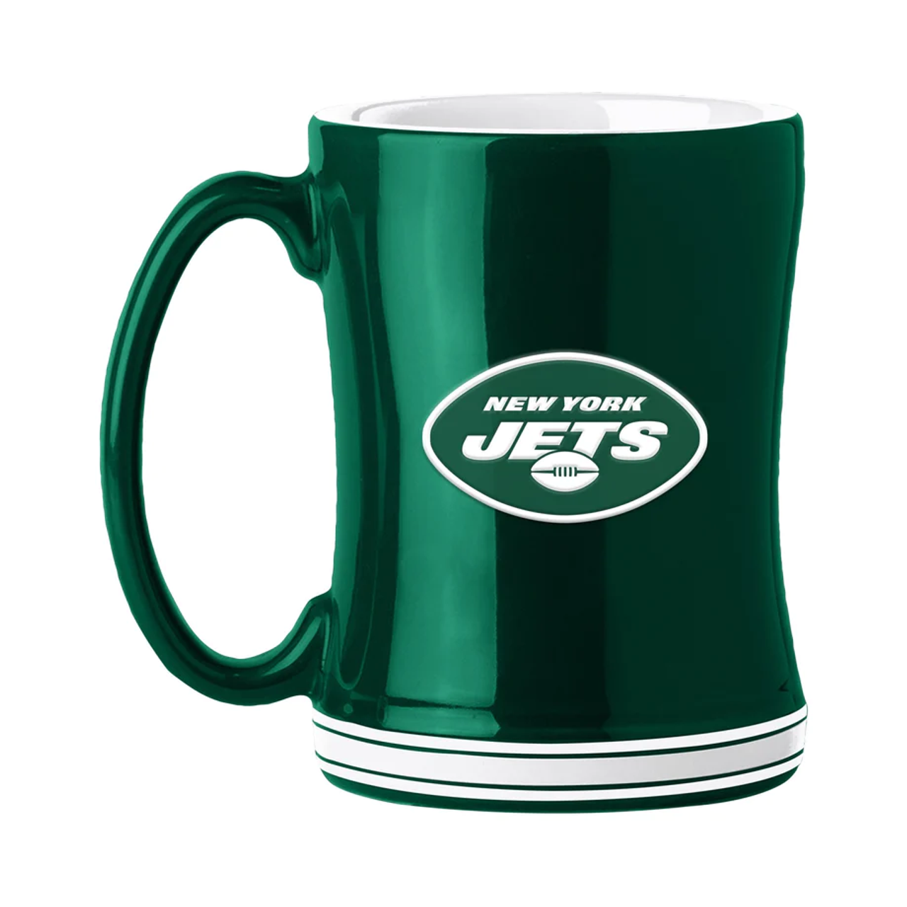 New York Jets Coffee Mug 14oz Sculpted Relief Team Color