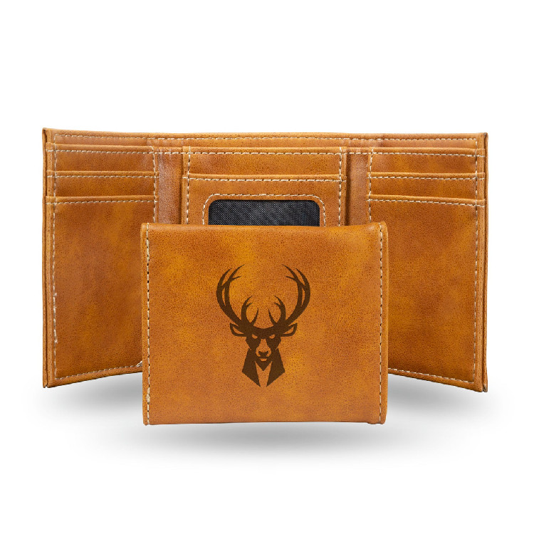 Milwaukee Bucks Wallet Trifold Laser Engraved