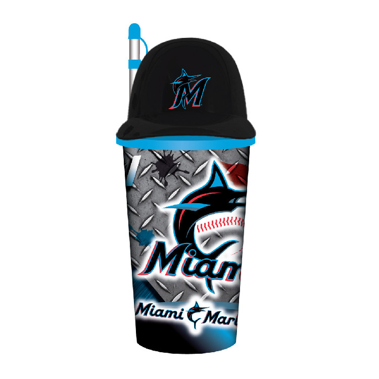 Miami Marlins Helmet Cup 32oz Plastic with Straw