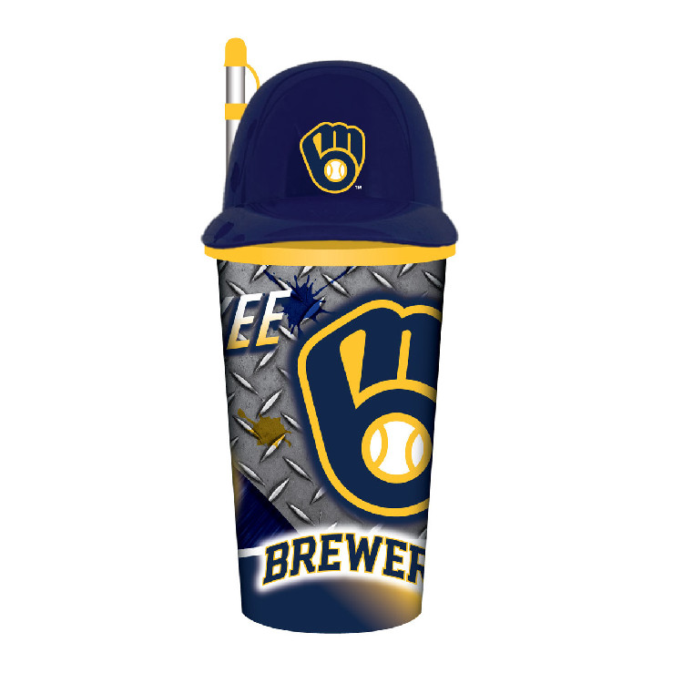 Milwaukee Brewers Helmet Cup 32oz Plastic with Straw