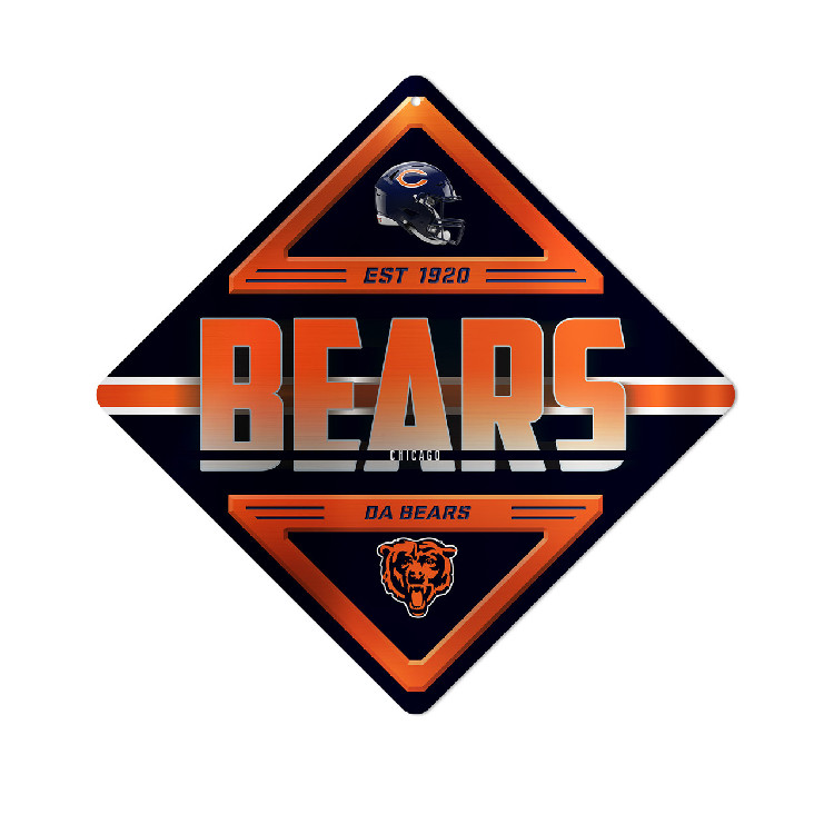 Chicago Bears Sign Metal Diamond Shape