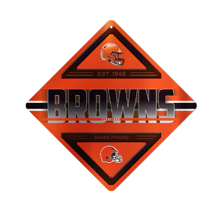 Cleveland Browns Sign Metal Diamond Shape