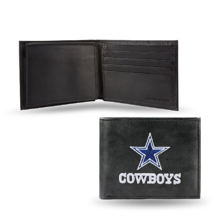 Dallas Cowboys Wallet Billfold Leather Embroidered Black