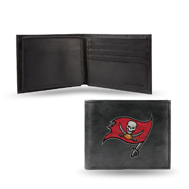 Tampa Bay Buccaneers Wallet Billfold Leather Embroidered Black