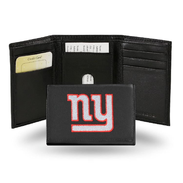 New York Giants Wallet Trifold Leather Embroidered