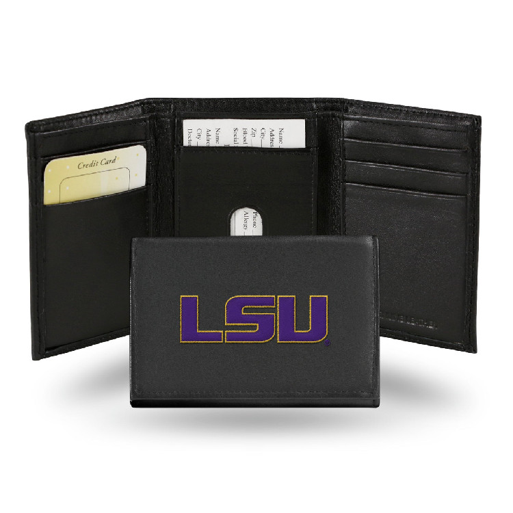 LSU Tigers Wallet Trifold Leather Embroidered