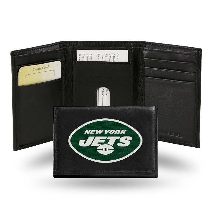 New York Jets Wallet Trifold Leather Embroidered