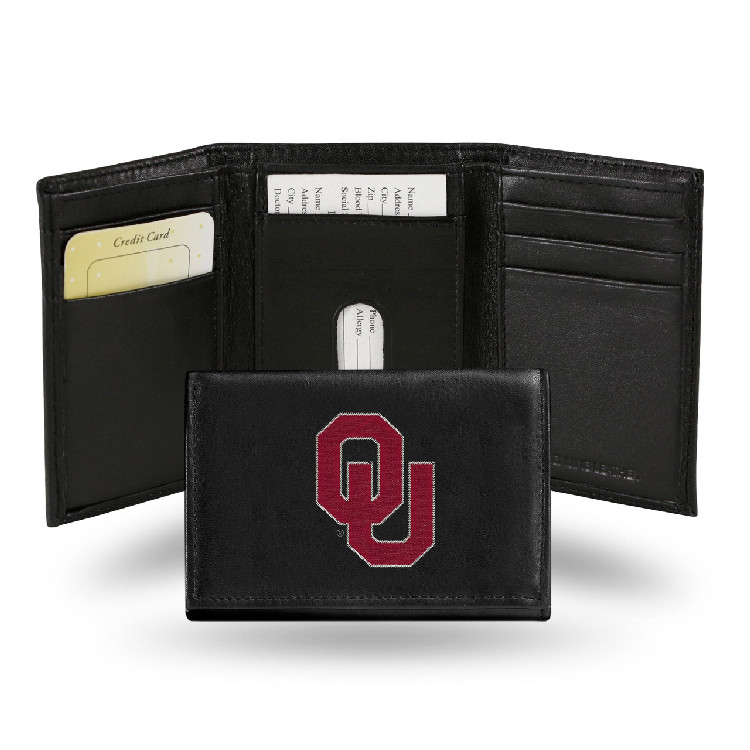 Oklahoma Sooners Wallet Trifold Leather Embroidered Alternate