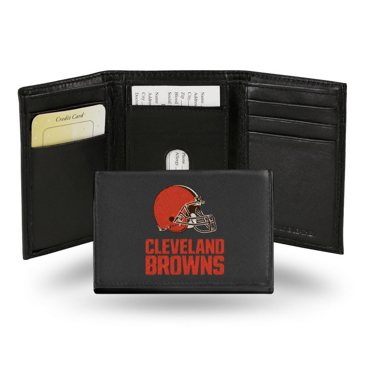 Cleveland Browns Wallet Trifold Leather Embroidered