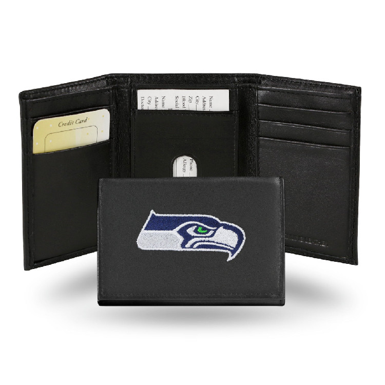 Seattle Seahawks Wallet Trifold Leather Embroidered