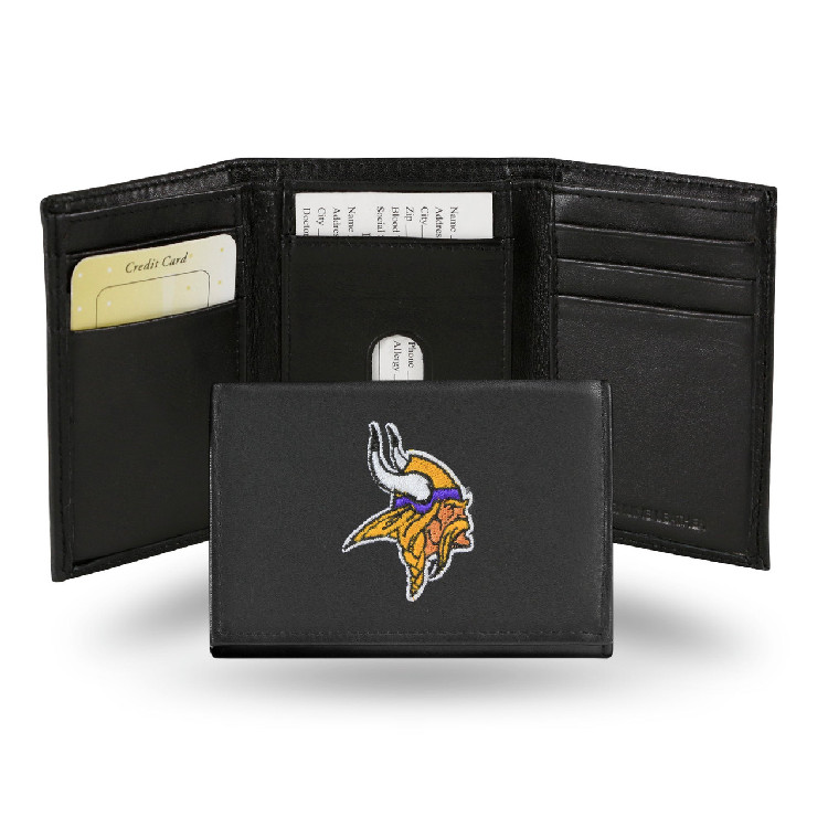 Minnesota Vikings Wallet Trifold Leather Embroidered