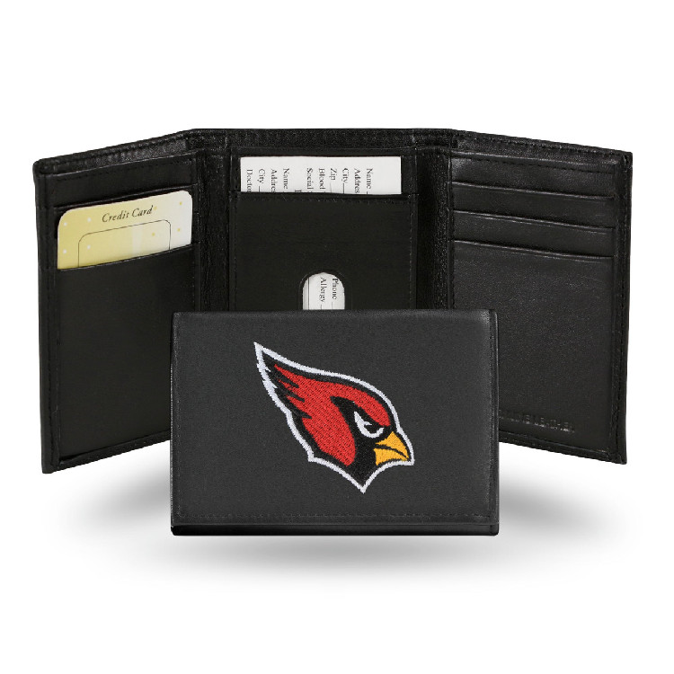 Arizona Cardinals Wallet Trifold Leather Embroidered