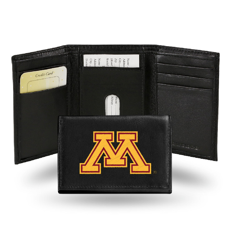 Minnesota Golden Gophers Wallet Trifold Leather Embroidered