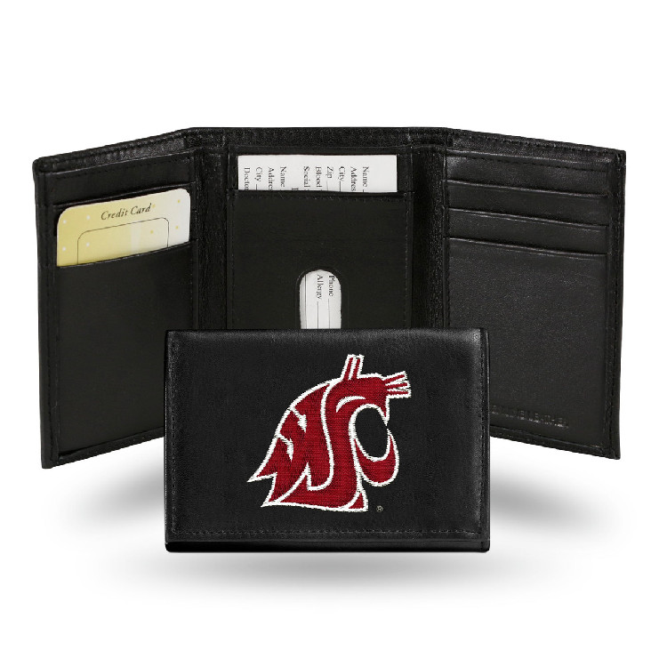 Washington State Cougars Wallet Trifold Leather Embroidered