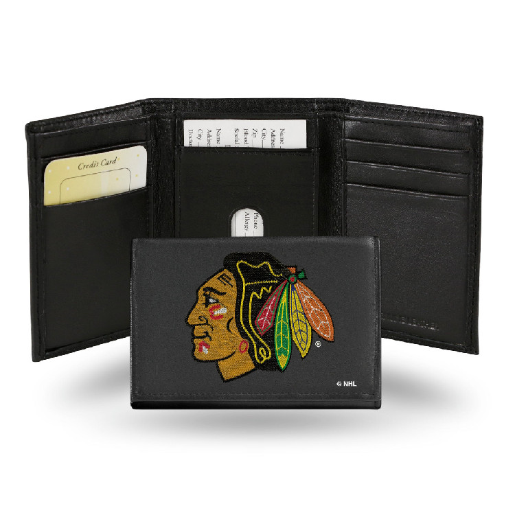 Chicago Blackhawks Wallet Trifold Leather Embroidered