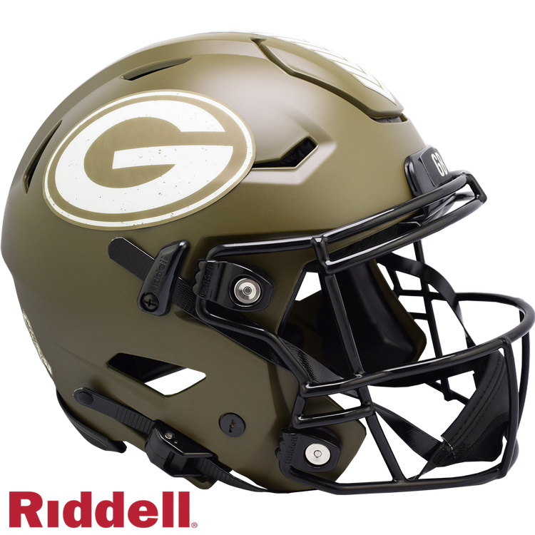 Green Bay Packers Helmet Riddell Authentic Full Size SpeedFlex Style Salute To Service