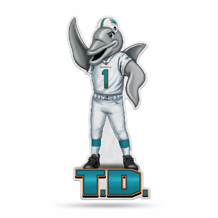 Miami Dolphins Pennant Shape Cut Mascot Design