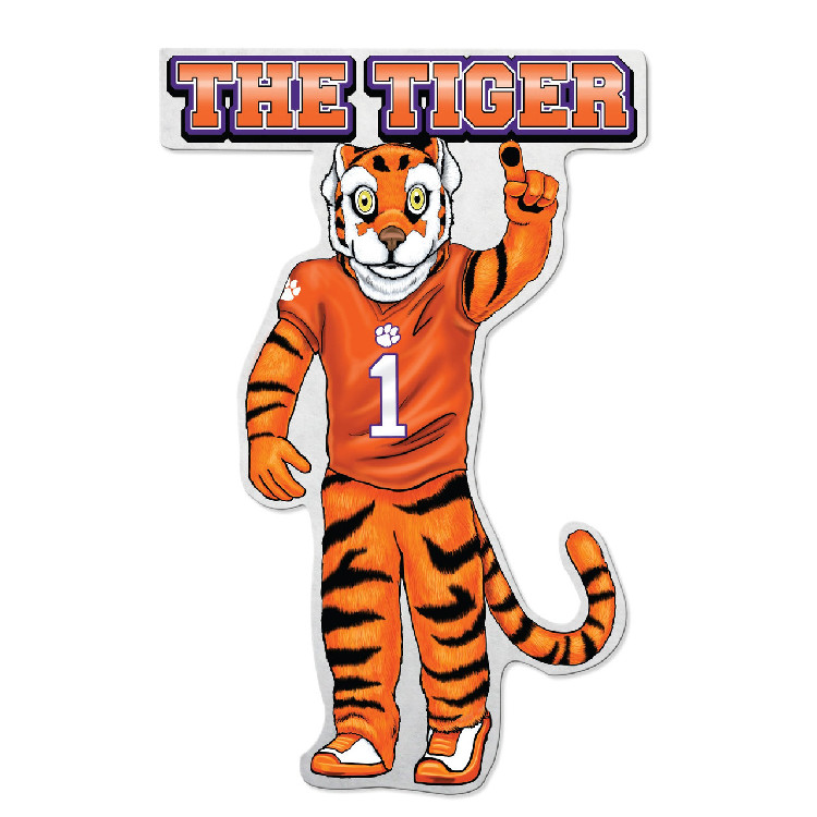 Clemson Tigers Pennant Shape Cut Mascot Design