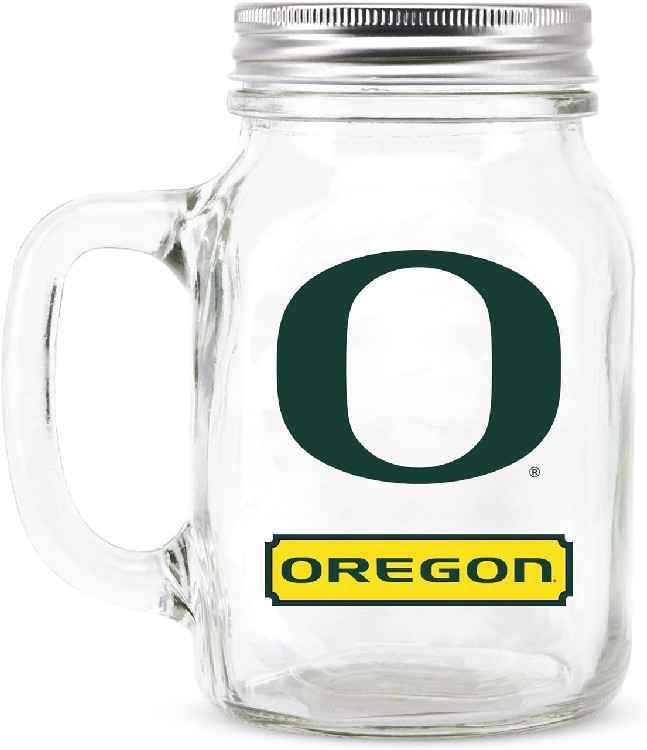 Oregon Ducks Mason Jar Glass With Lid